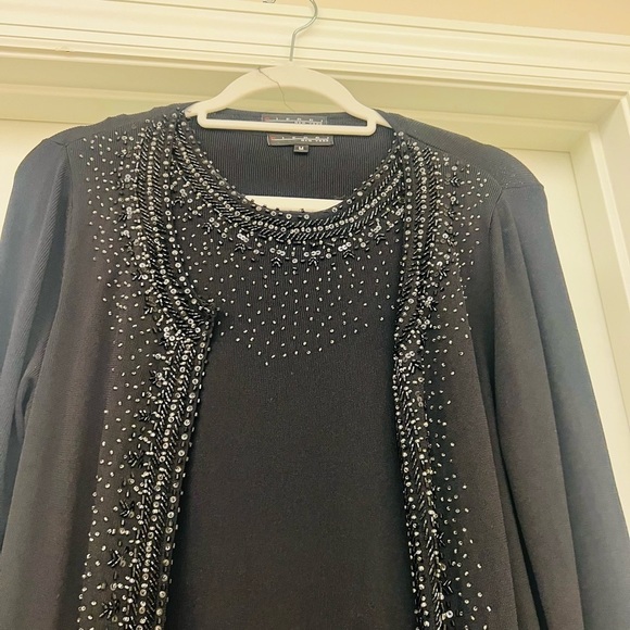 Knit Cardigan set in black with beading size medium by Pierri of New York - Picture 2 of 3